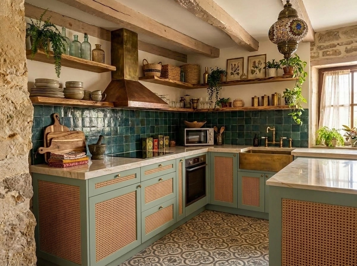 Kitchen interior in Bohemian style — photo by GenRoom AI