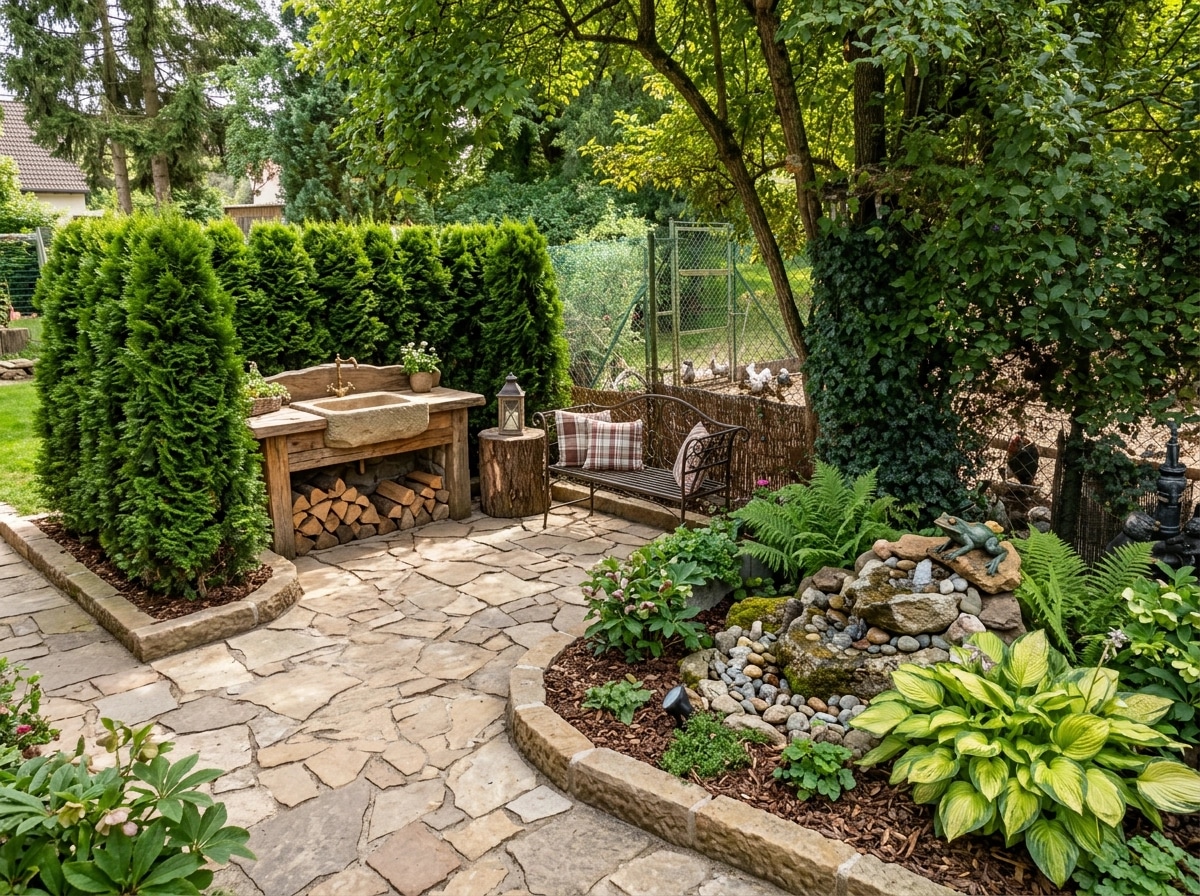 Country Rustic Garden Yard design — yard photo by GenRoom AI