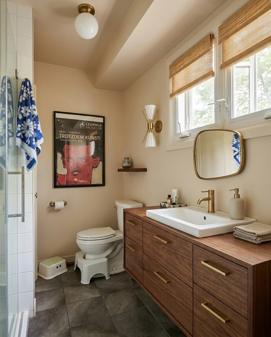 Mid-Century Modern Bathroom design — interior photo by GenRoom AI