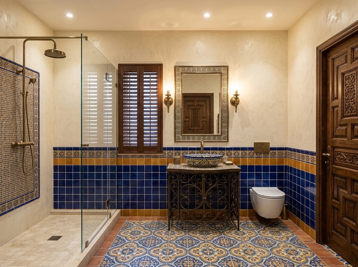 Bathroom interior in Mediterranean style — photo by GenRoom AI