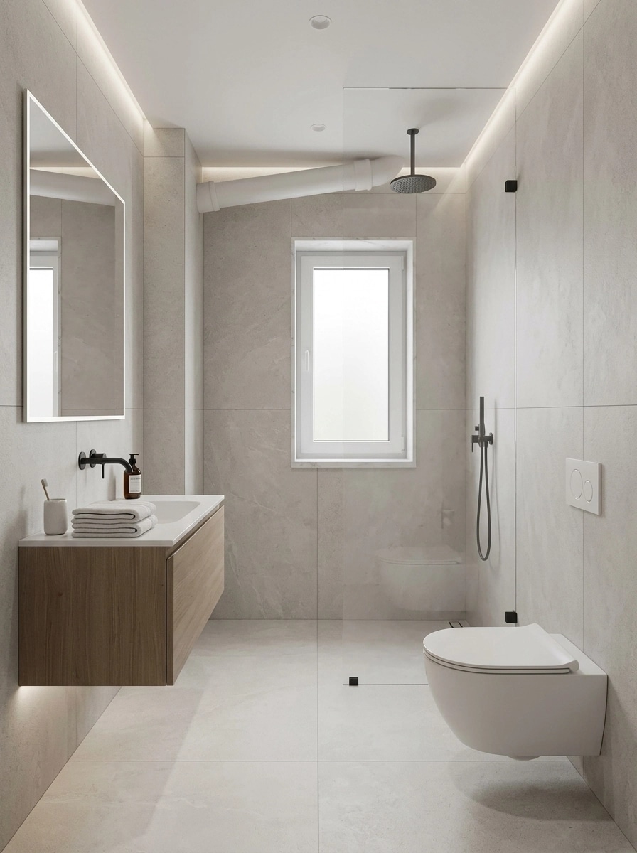 Bathroom interior in Minimalism style — photo by GenRoom AI