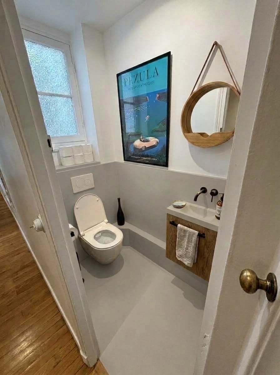 Bathroom interior in Modern Farmhouse style — photo by GenRoom AI