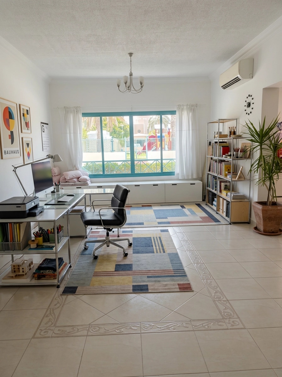 Office interior in Bauhaus style — photo by GenRoom AI