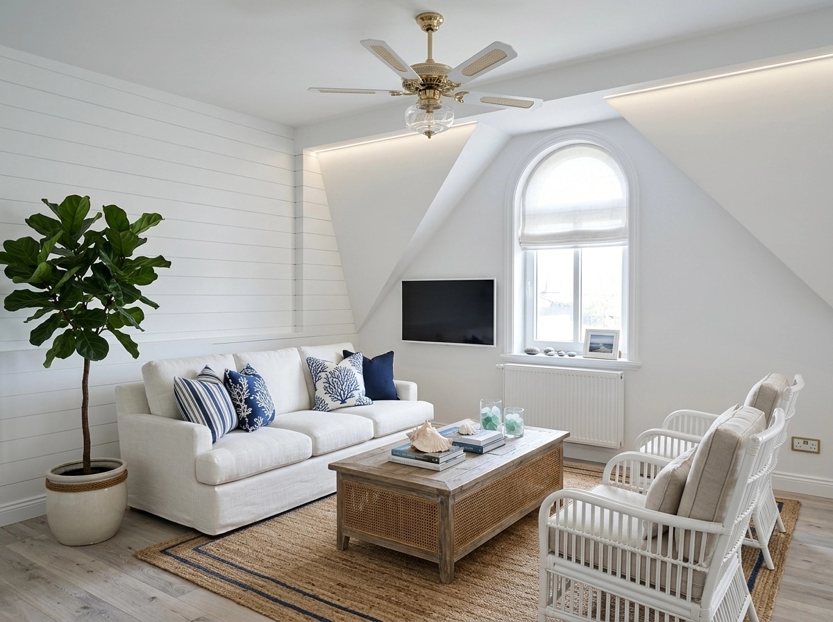Interior design in Coastal / Hamptons style — Living Room by GenRoom AI