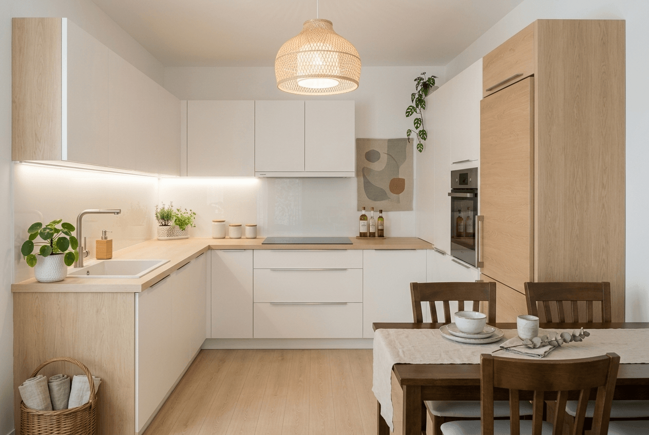 Kitchen interior in Scandinavian style — photo by GenRoom AI