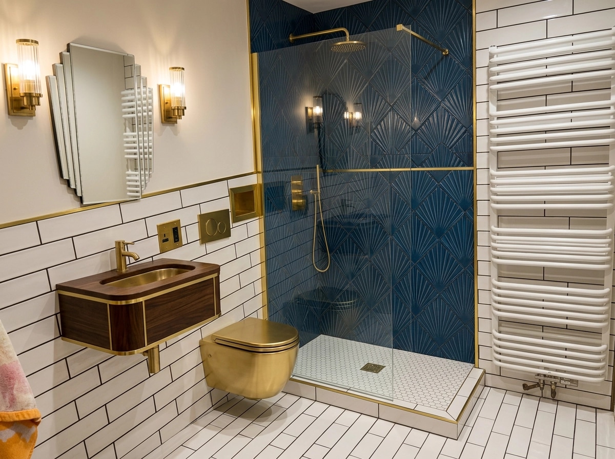 Bathroom interior in Art Deco style — photo by GenRoom AI