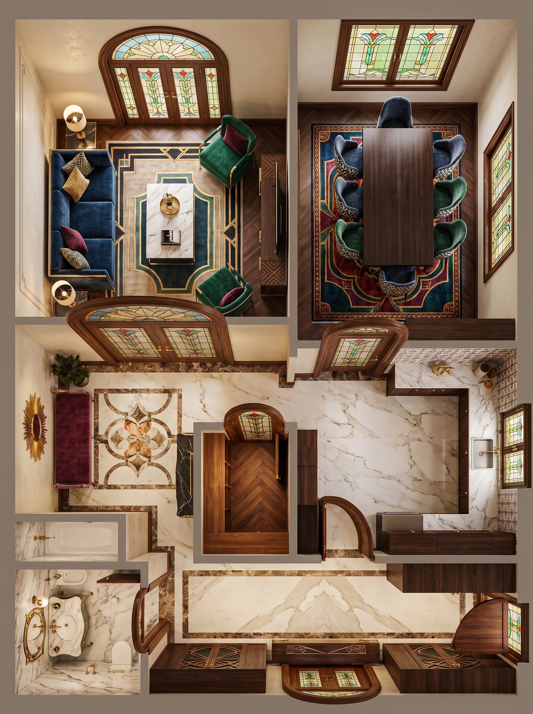 Interior design in Art Deco style — Living Room by GenRoom AI