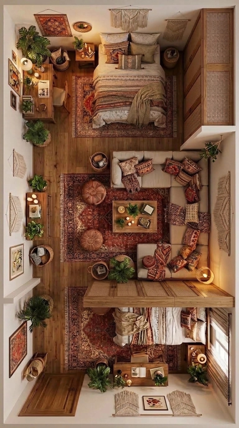 Interior design in Bohemian style — Living Room by GenRoom AI