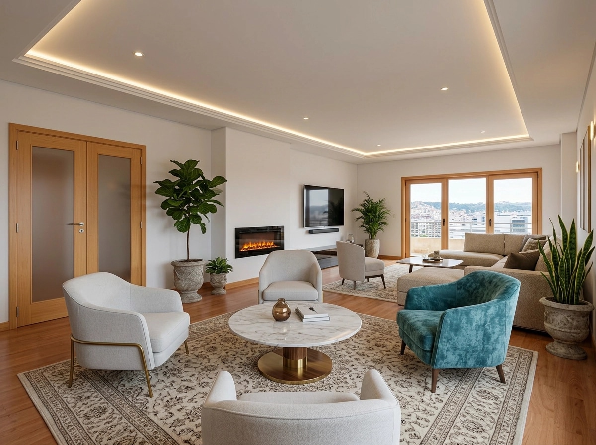 Transitional Ruang Tamu design — interior photo by GenRoom AI
