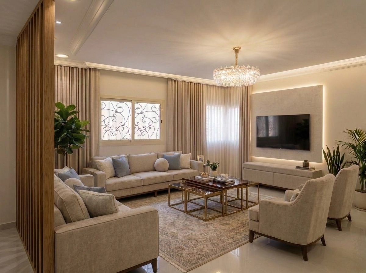 Transitional Living Room design — interior photo by GenRoom AI