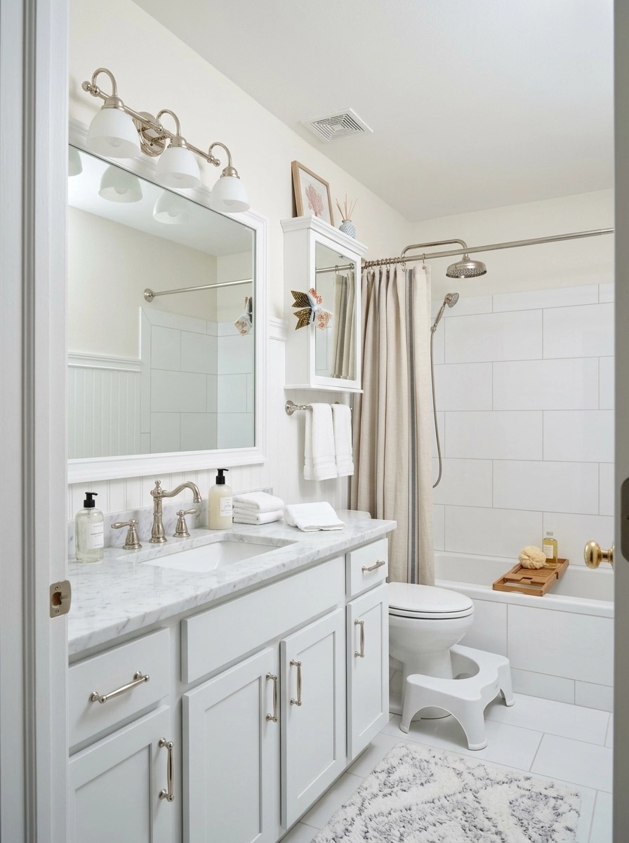 Bathroom interior in Coastal / Hamptons style — photo by GenRoom AI