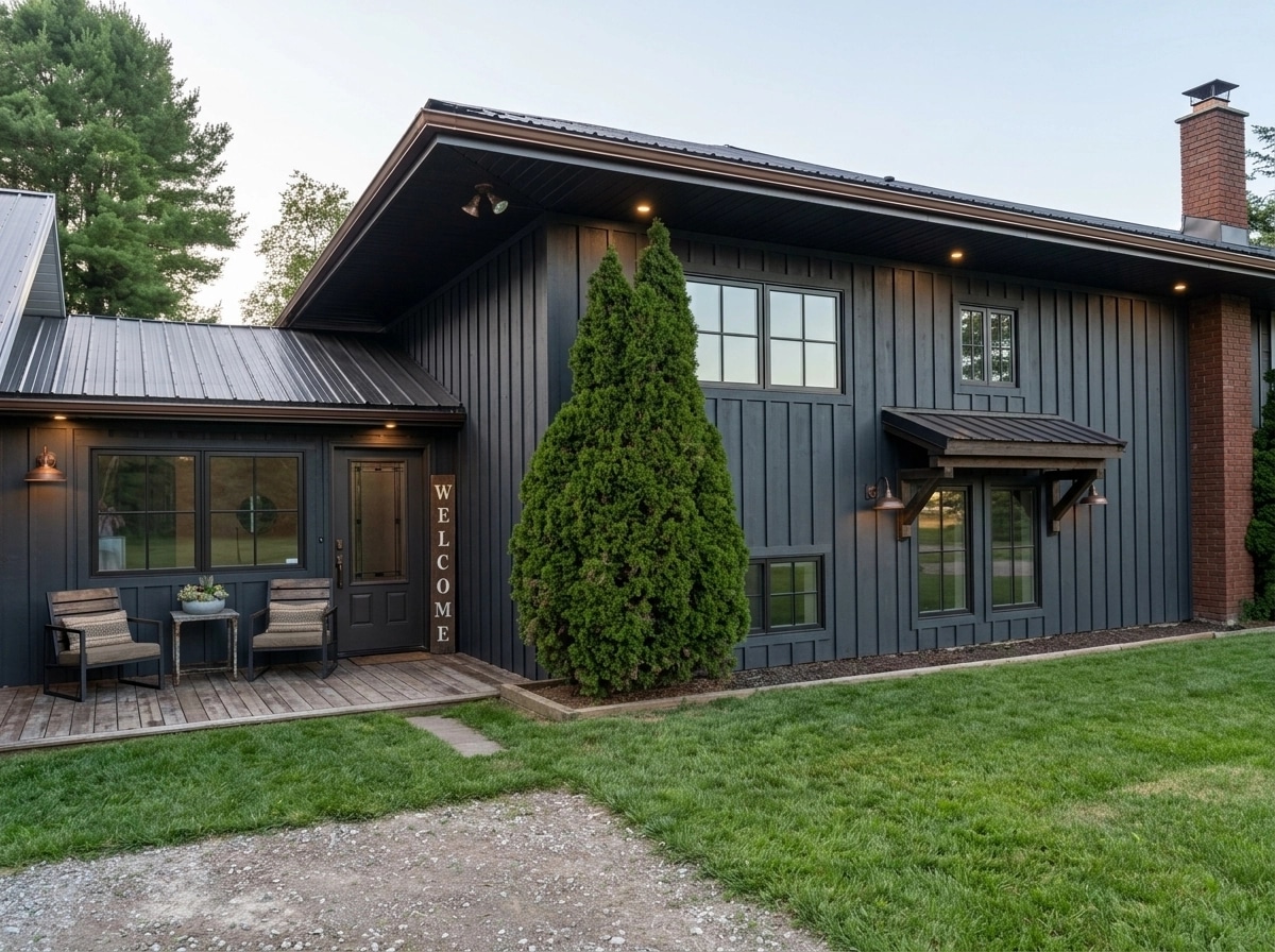 Facade design in Barnhouse Facade style — photo by GenRoom AI