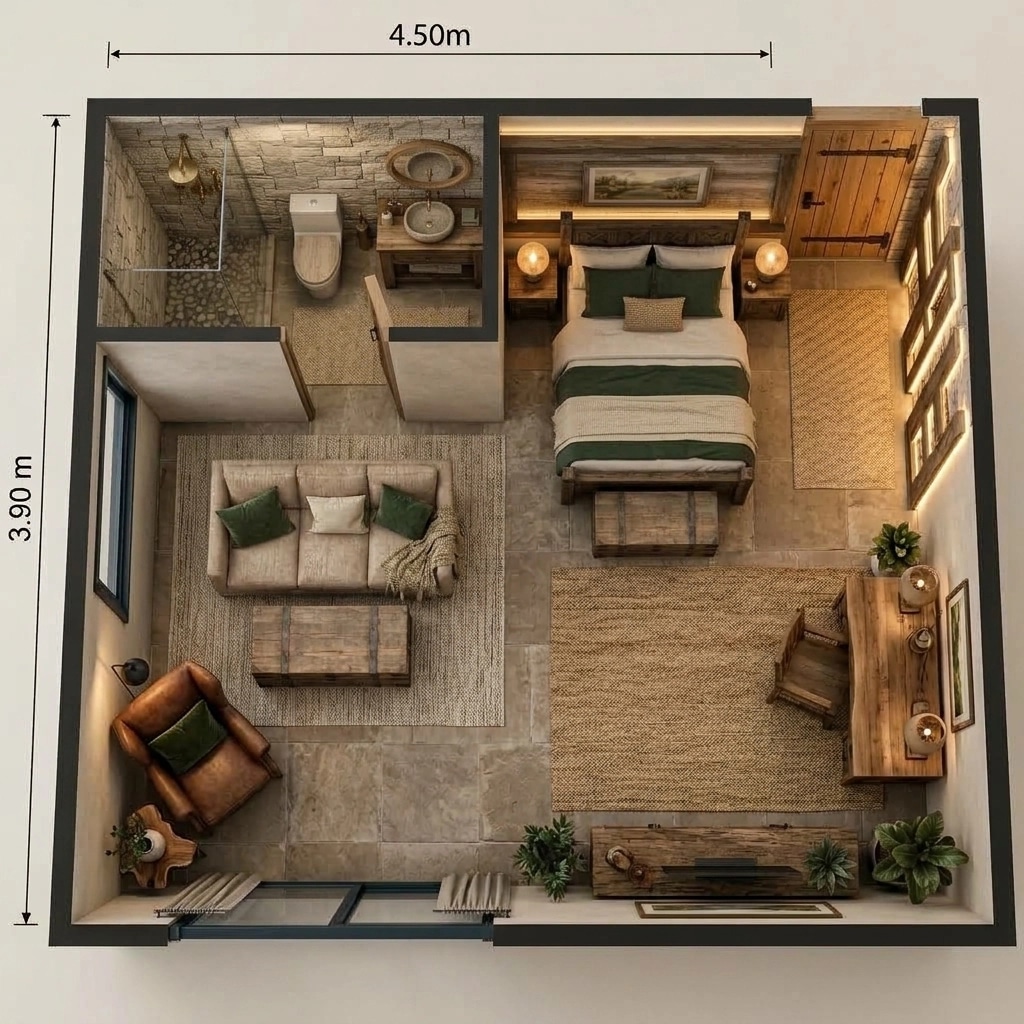 Interior design in Rustic style — Bedroom by GenRoom AI