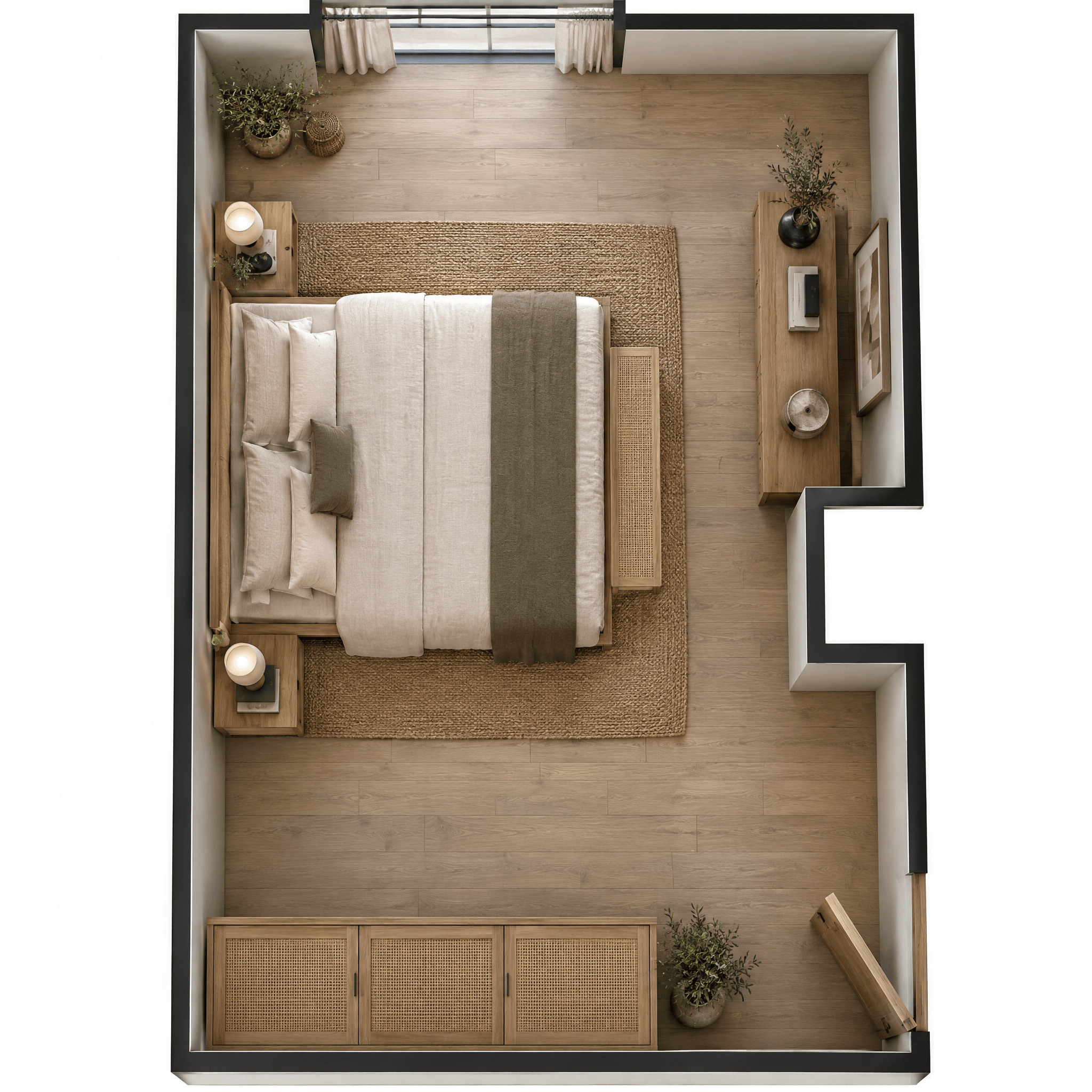 Japandi Living Room design — interior photo by GenRoom AI