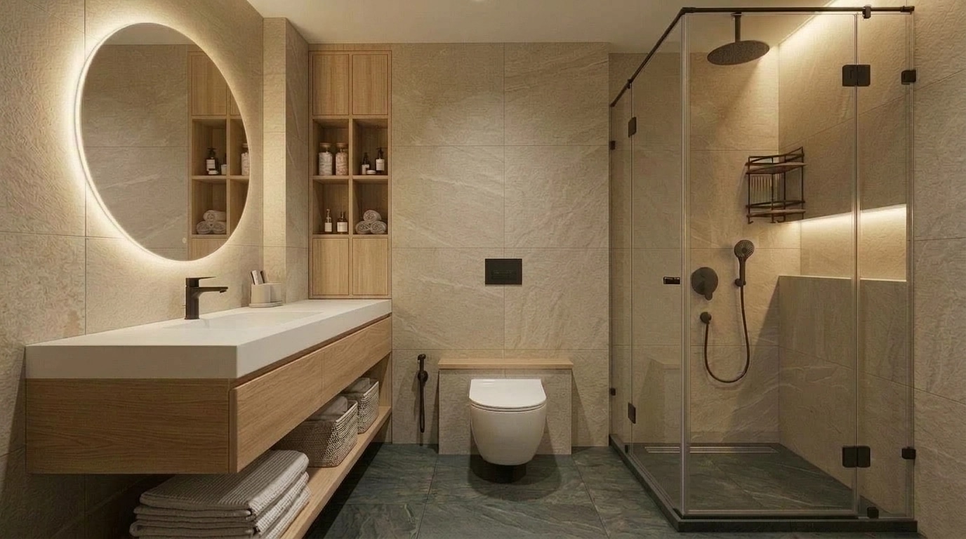 Bathroom interior in Scandinavian style — photo by GenRoom AI