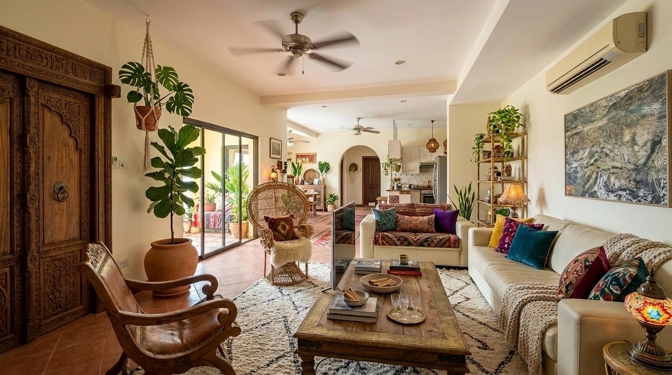 Interior design in Bohemian style — Living Room by GenRoom AI