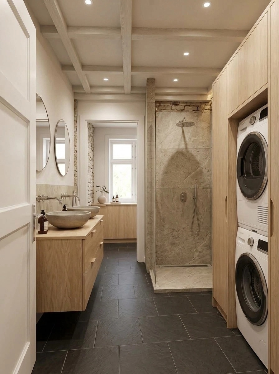 Bathroom interior in Scandinavian style — photo by GenRoom AI