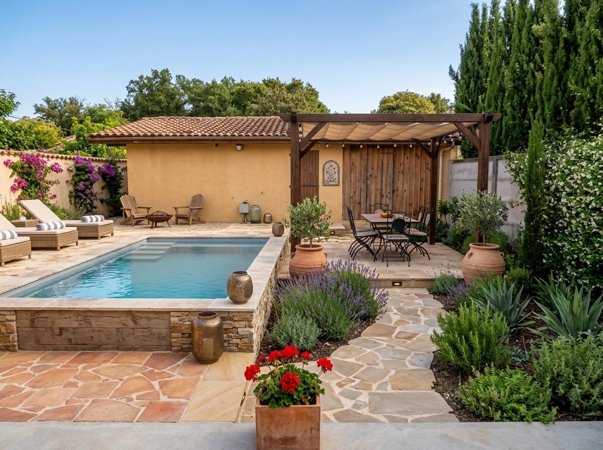 Landscape design in Mediterranean Yard style — Yard by GenRoom AI