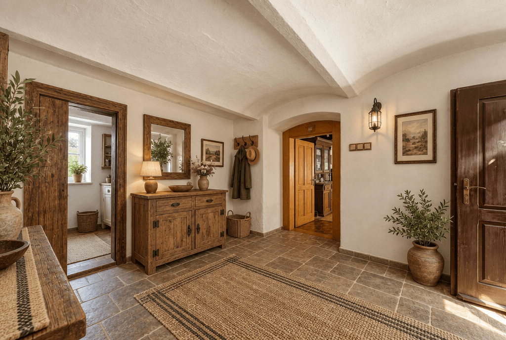 Hallway interior in Rustic style — photo by GenRoom AI