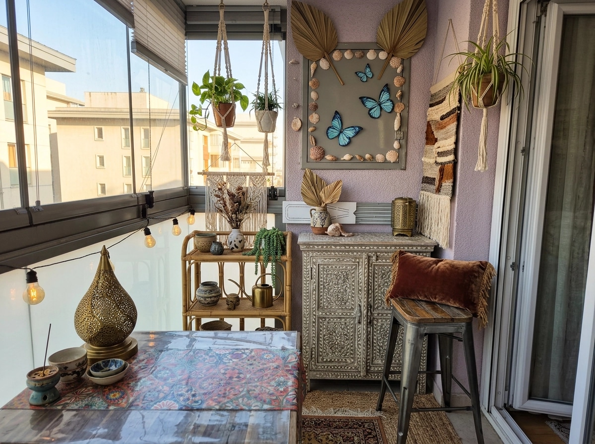 Interior design in Bohemian style — balcony by GenRoom AI