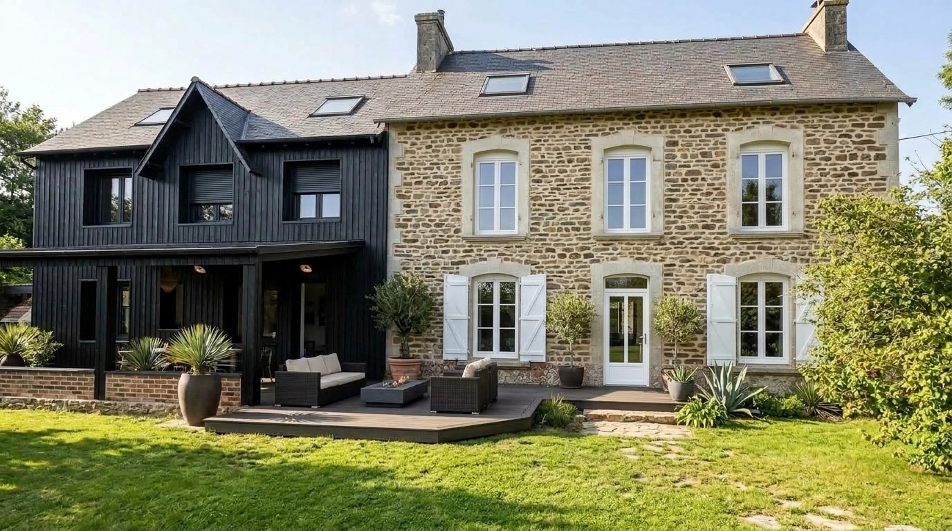 Facade design in Barnhouse Facade style — photo by GenRoom AI