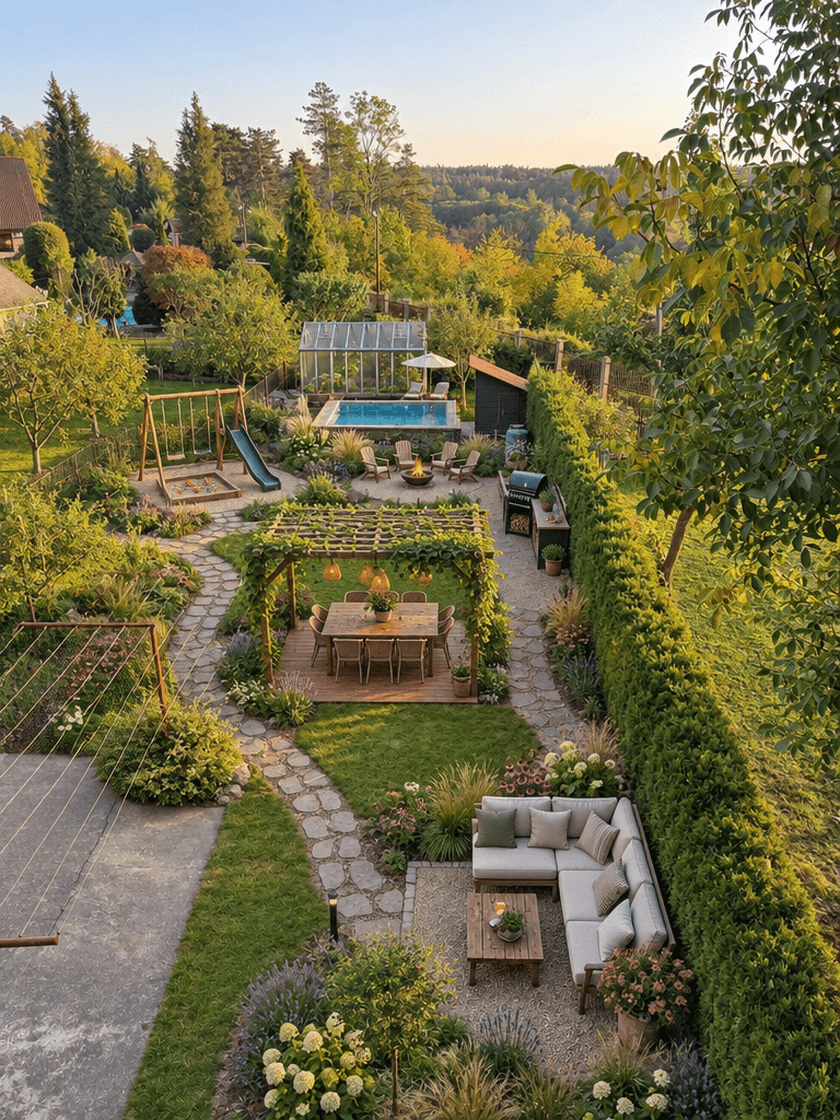 Peyzaj tasarımı Country Rustic Garden stili — Bahçe GenRoom AI