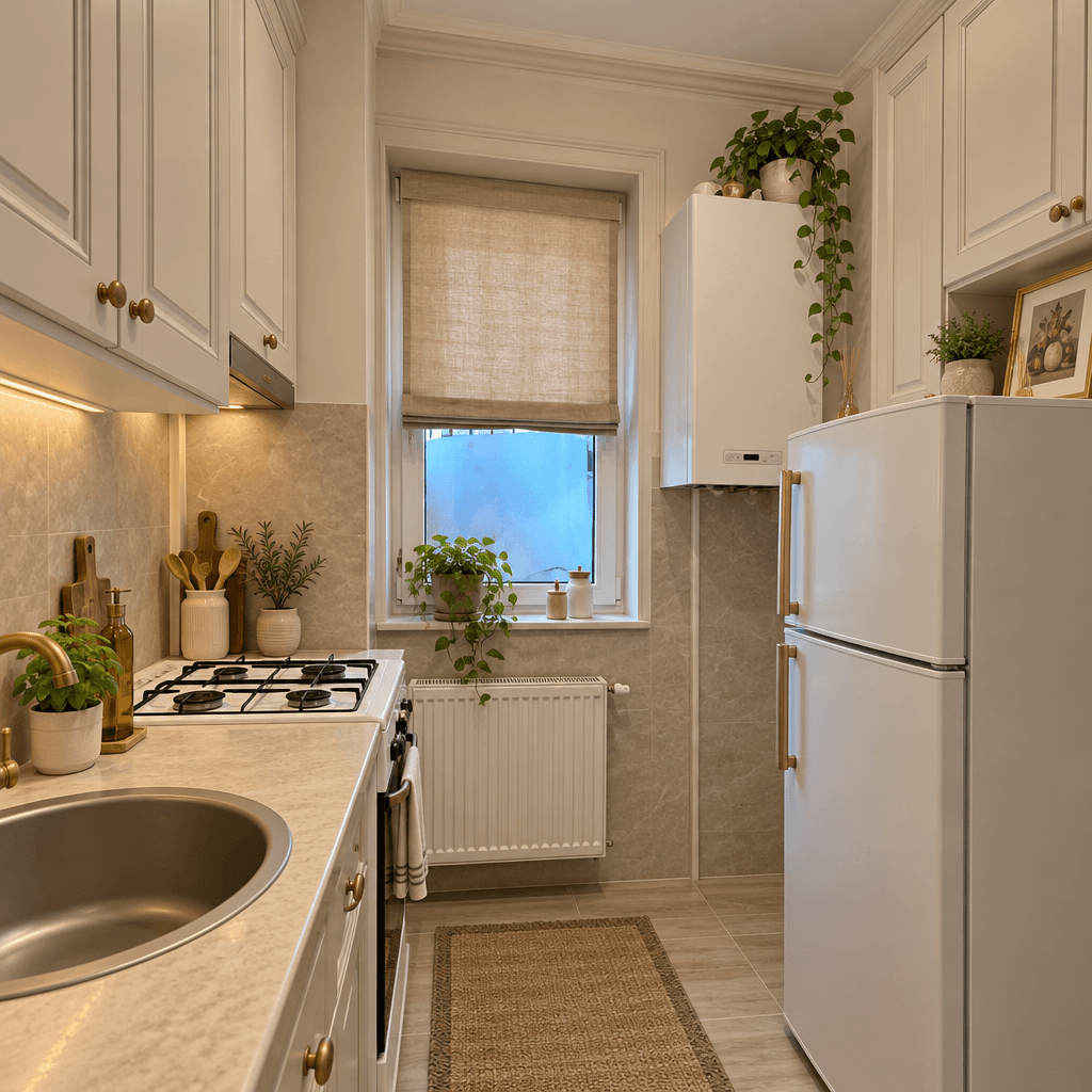 Kitchen interior in Neoclassic style — photo by GenRoom AI
