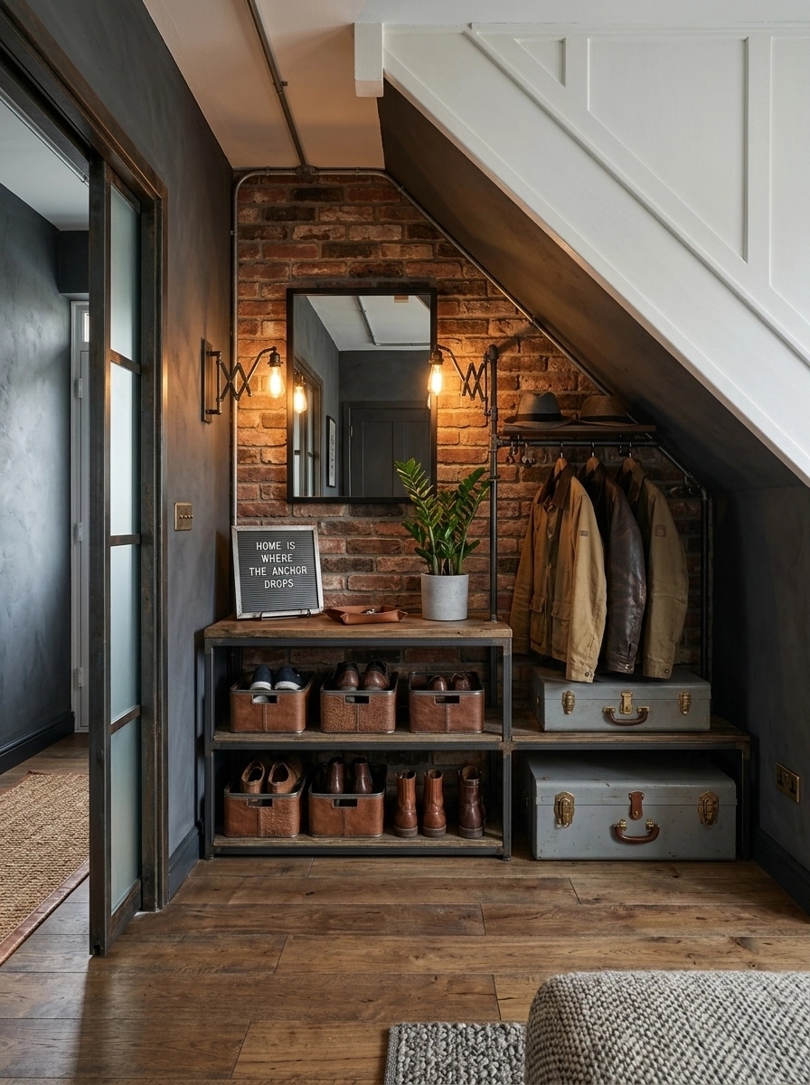 Hallway interior in Loft / Industrial style — photo by GenRoom AI