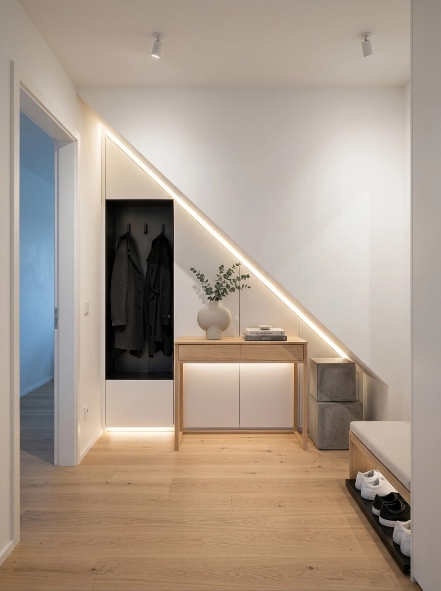 Hallway interior in Minimalism style — photo by GenRoom AI
