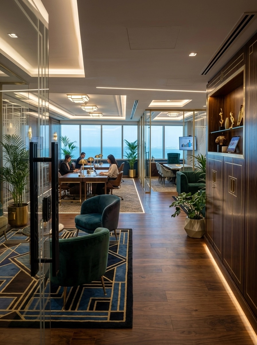 Interior design in Art Deco style — coworking by GenRoom AI