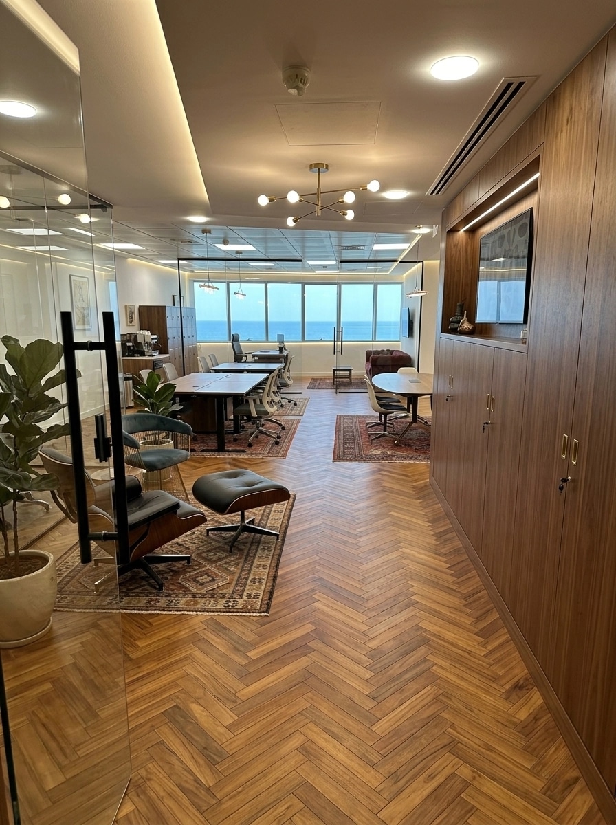 Design d'intérieur en style Mid-Century Modern — coworking par GenRoom AI