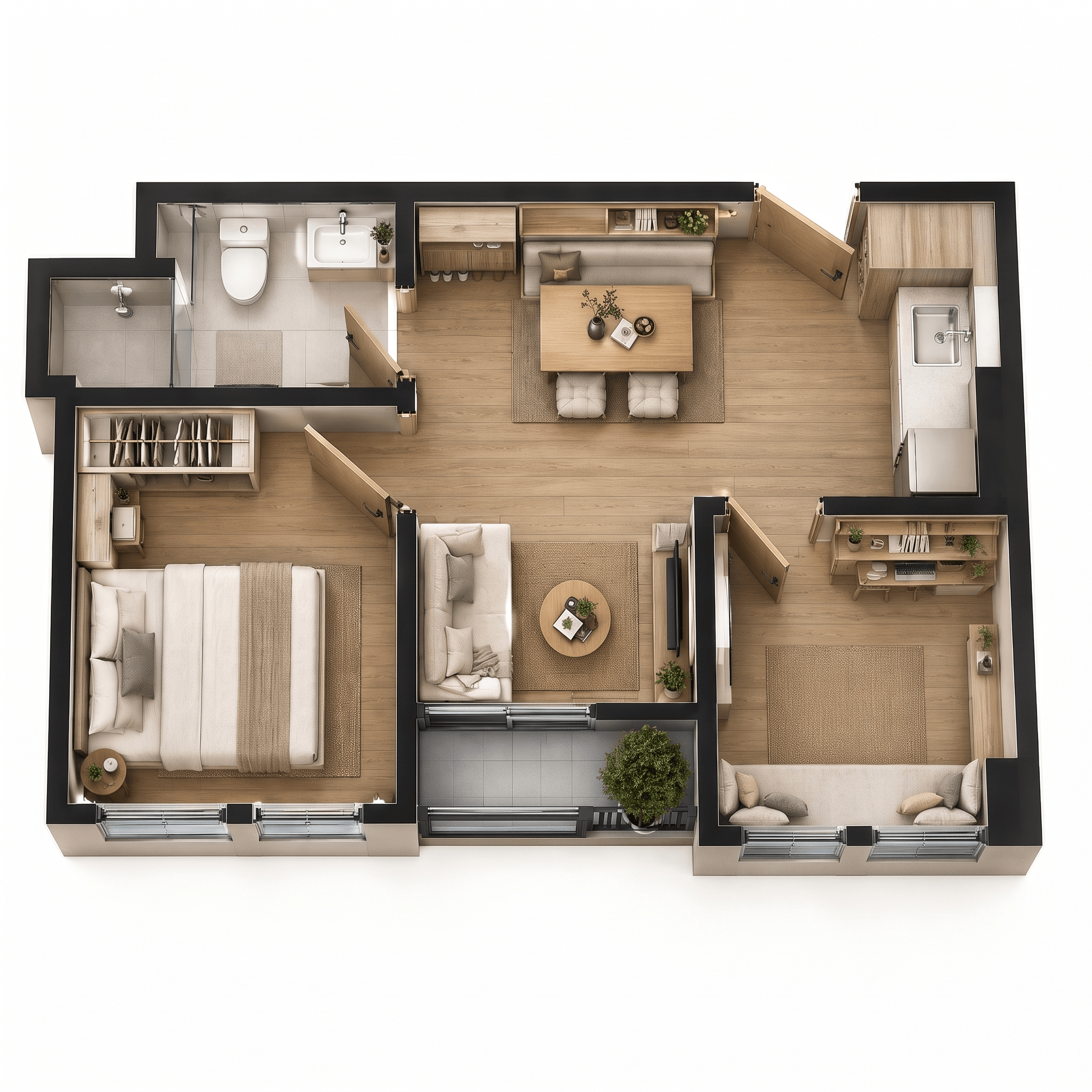 Interior design in Japandi style — Living Room by GenRoom AI