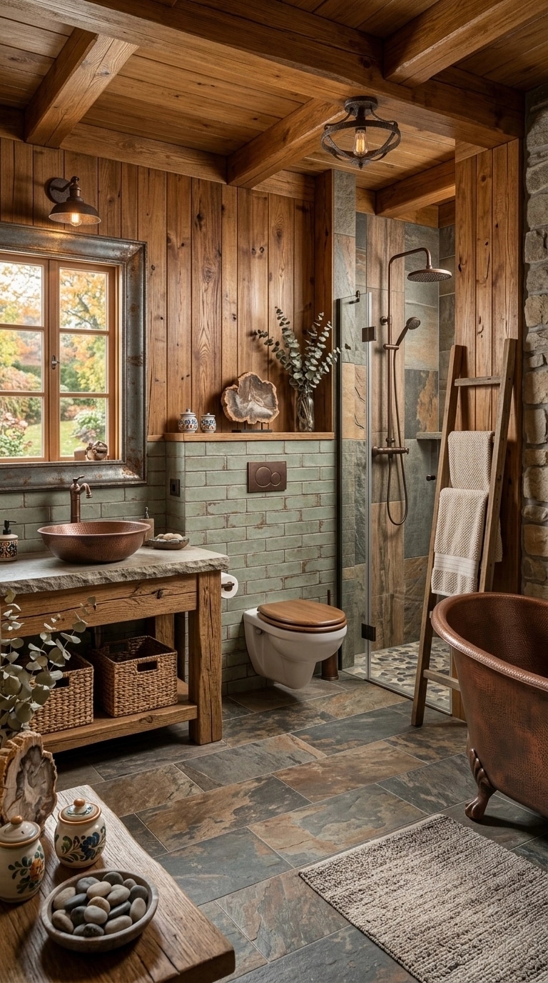 Bathroom interior in Rustic style — photo by GenRoom AI