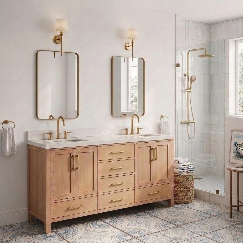 Interior desain di Coastal / Hamptons gaya — Kamar Mandi oleh GenRoom AI