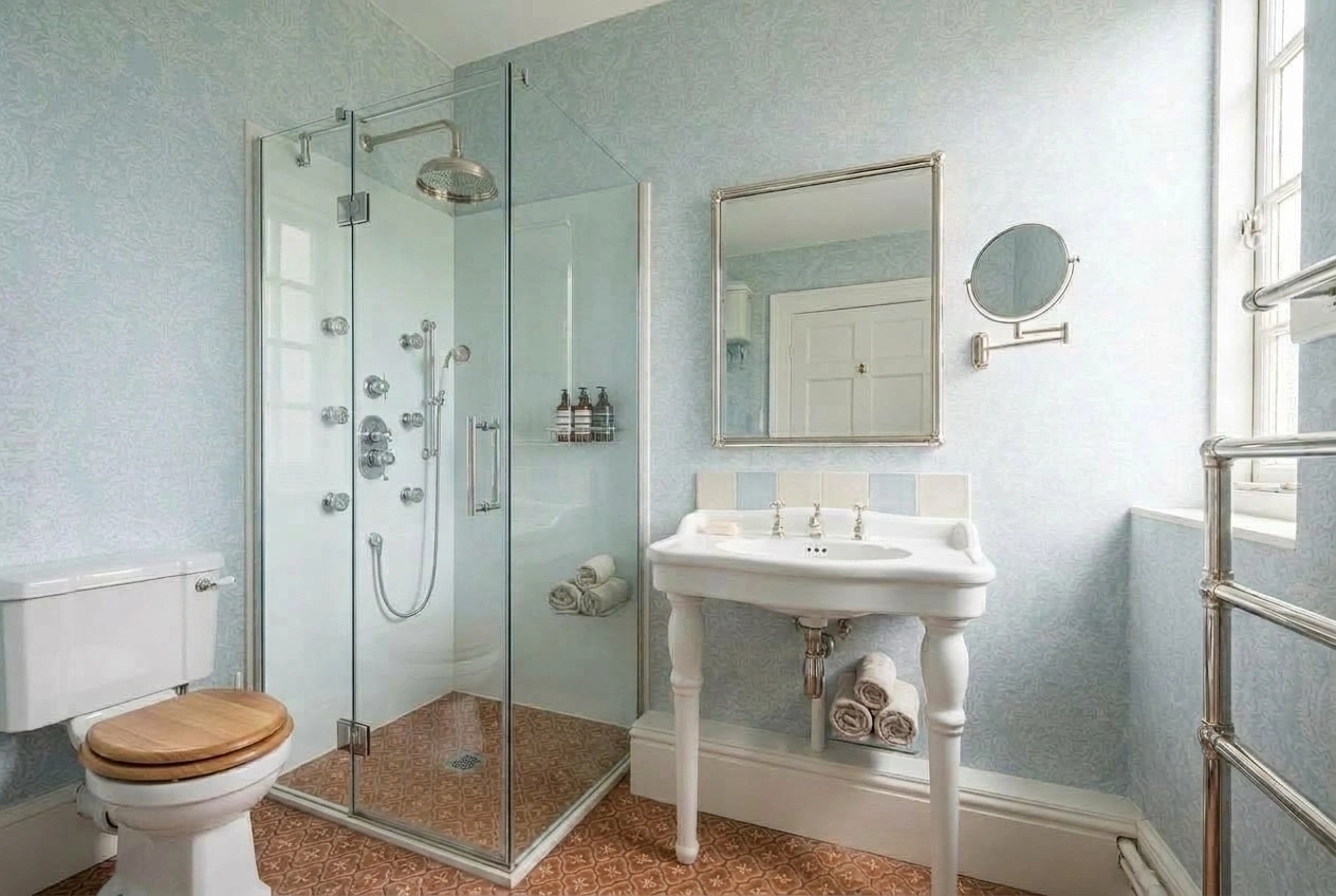 Bathroom interior in British style — photo by GenRoom AI