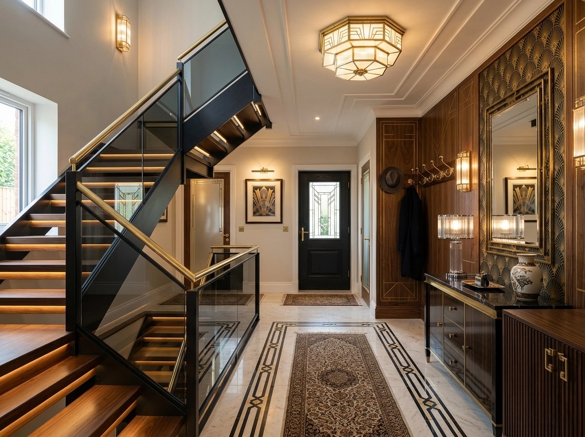 Hallway interior in Art Deco style — photo by GenRoom AI