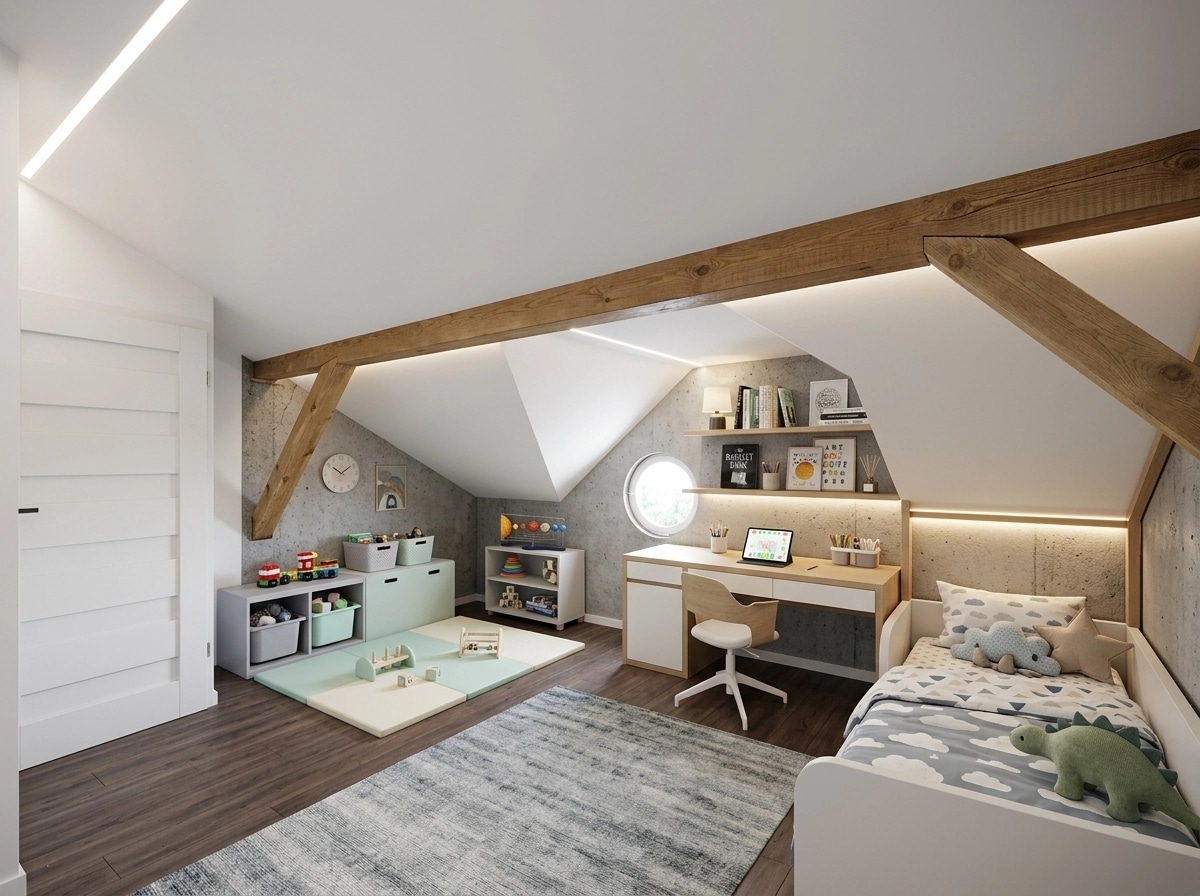 Contemporary Kids Room design — interior photo by GenRoom AI
