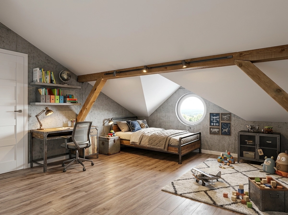 Interior design in Loft / Industrial style — Kids Room by GenRoom AI