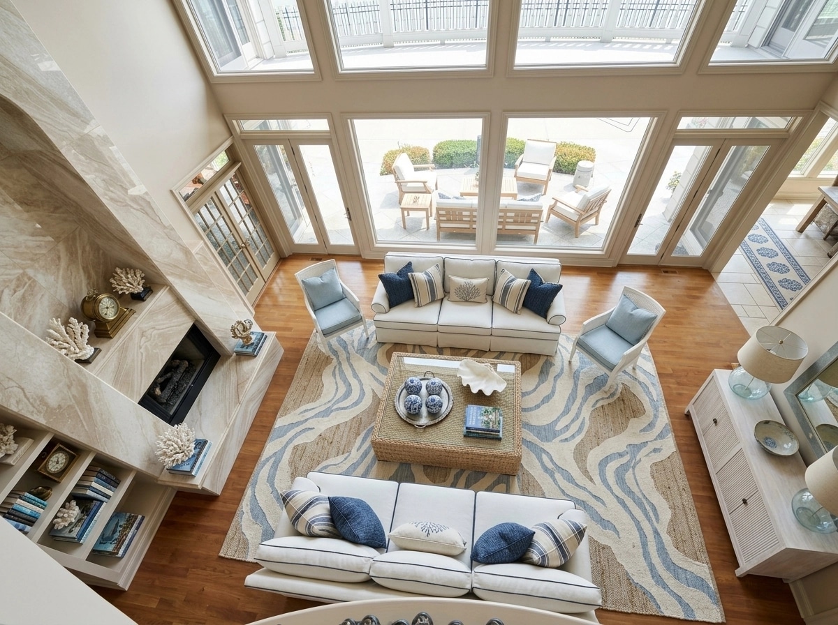 Interior design in Coastal / Hamptons style — Living Room by GenRoom AI