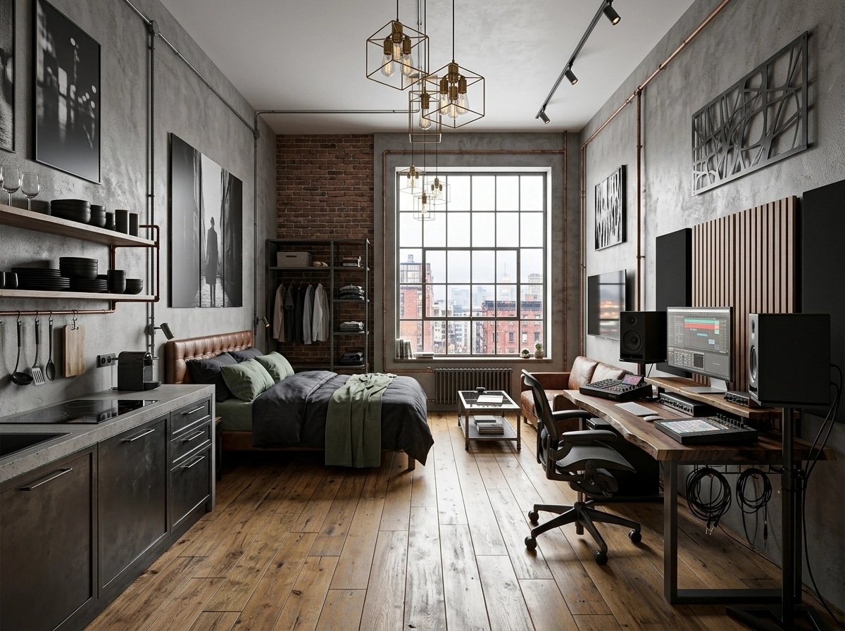 Design de interiores em estilo Loft / Industrial — studio por GenRoom AI