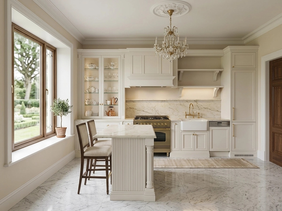 Kitchen interior in Neoclassic style — photo by GenRoom AI