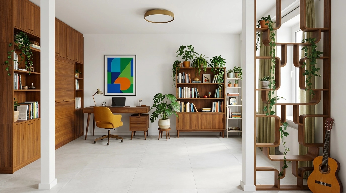 Interior design in Mid-Century Modern style — Office by GenRoom AI