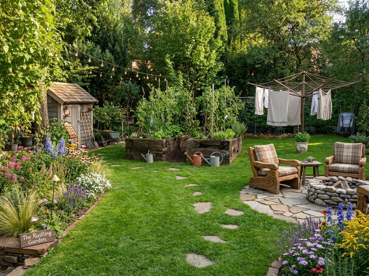 Country Rustic Garden Jardim design — yard photo by GenRoom AI