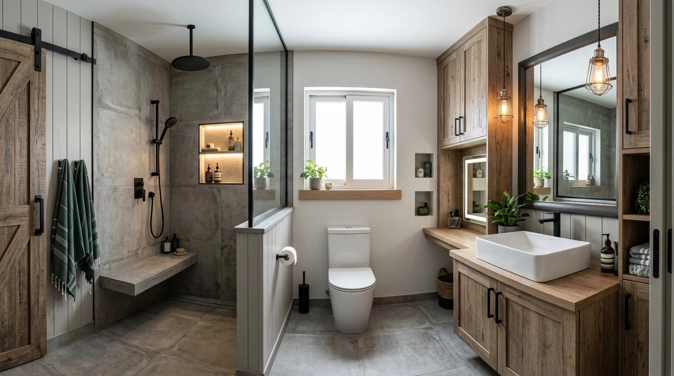 Interior design in Modern Farmhouse style — Bathroom by GenRoom AI