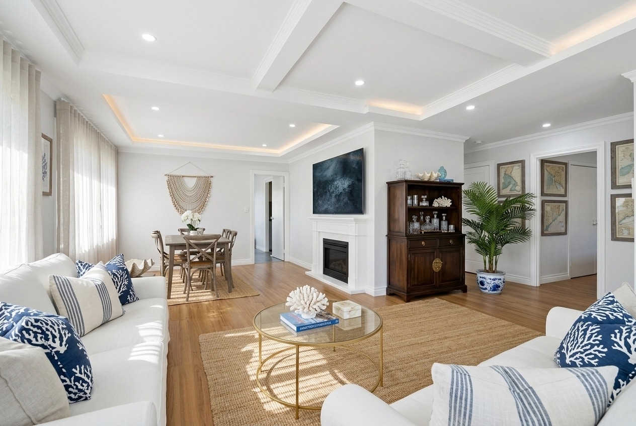Interior design in Coastal / Hamptons style — Living Room by GenRoom AI