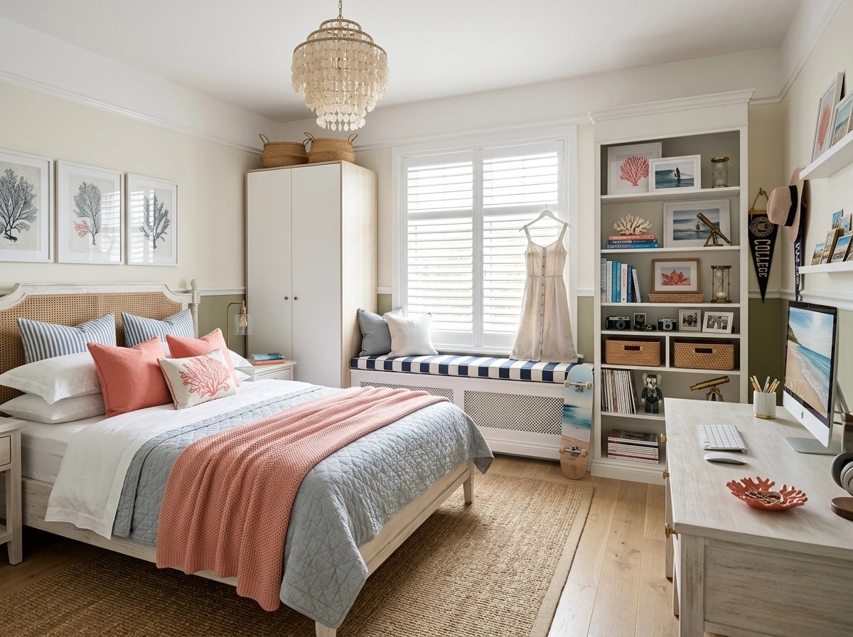 Coastal / Hamptons Bedroom design — interior photo by GenRoom AI