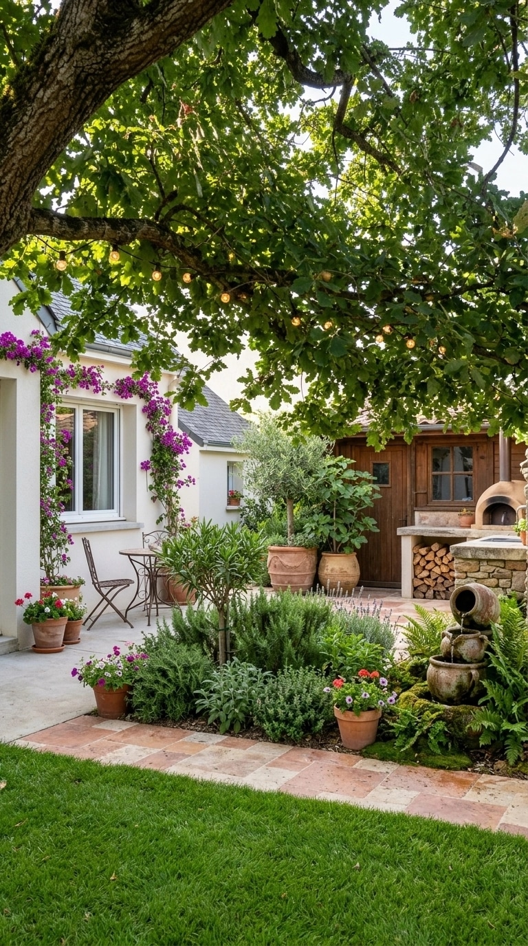 Peyzaj tasarımı Mediterranean Yard stili — Bahçe GenRoom AI