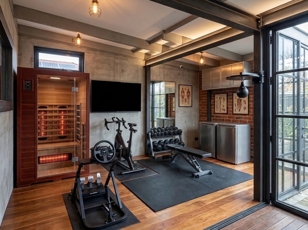Interior design in Loft / Industrial style — gym by GenRoom AI