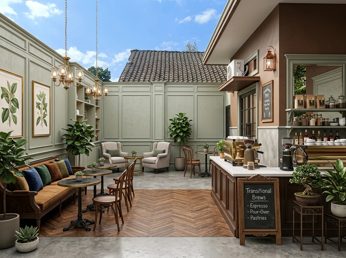 Interior design in Transitional style — coffee_shop by GenRoom AI