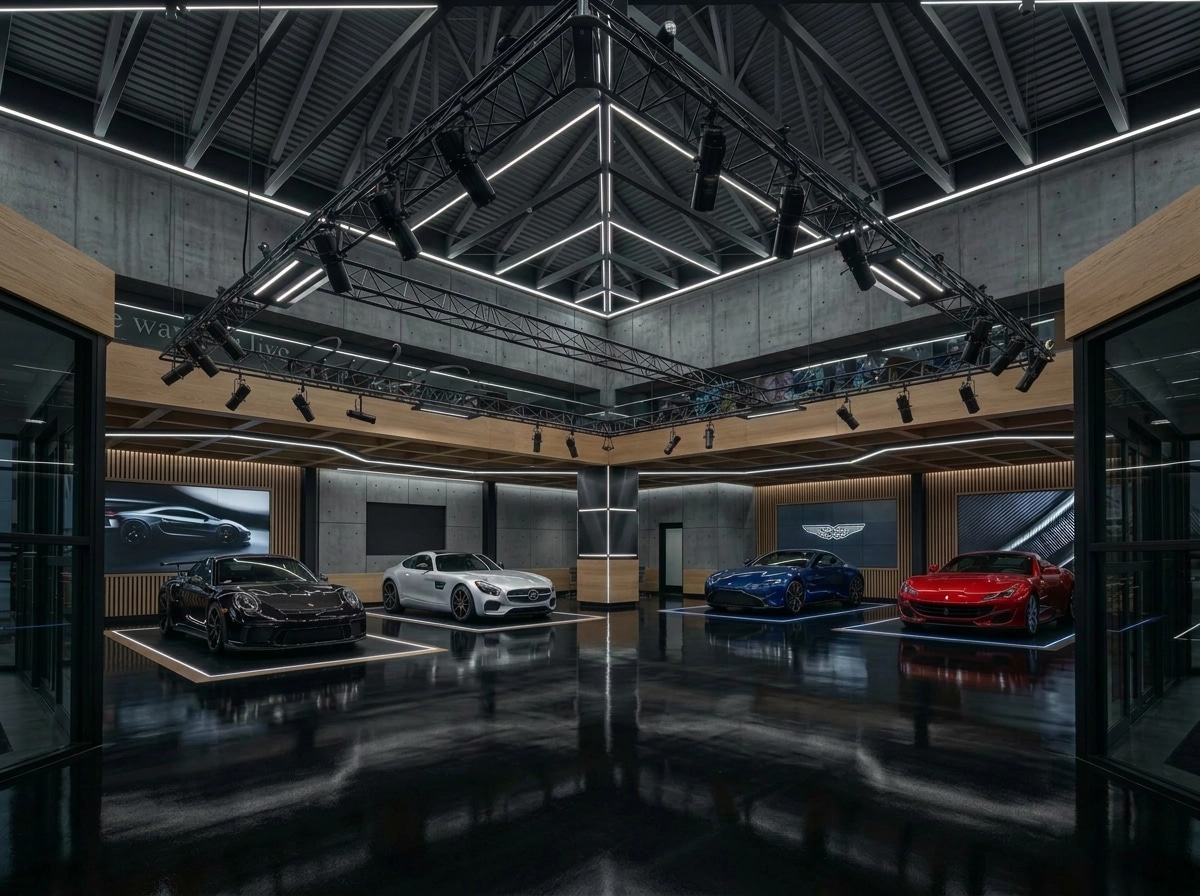 Interior design in Blacktec style — showroom by GenRoom AI